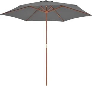 vidaXL Parasol ogrodowy na drewnianym słupku, 270 cm, antracytowy - Parasole ogrodowe - miniaturka - grafika 4