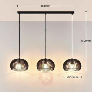 Lampenwelt com Lampa wisząca Jusra z czarnego metalu, 3-pkt. - Lampy sufitowe - miniaturka - grafika 4