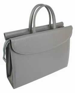 PolskaGalanteria.pl Aktówka Elegant Dla Kobiet Na Dokumenty Do Pracy PolskaGalanteria Skóra Ekologiczna Wzór 2 JASNY POPIELATY - Teczki i aktówki - miniaturka - grafika 7