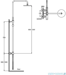 KOHLMAN Axel zestaw prysznicowy natynkowy chrom QW276A | - Baterie umywalkowe - miniaturka - grafika 2