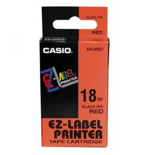 Casio XR-18RD1, 18mm x 8m, czarny druk / czerwony podkład, taśma oryginalna - Papier do drukarek - miniaturka - grafika 2