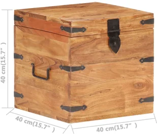 vidaXL Skrzynia, 40x40x40 cm, lite drewno akacjowe vidaXL - Pudła i pojemniki do przechowywania - miniaturka - grafika 32