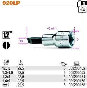Beta NASADKA 1/2" KOŃCÓWKA PŁASKA 1,2X6,5 920LP/6.5 - Klucze i nasadki - miniaturka - grafika 2