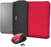 Torby na laptopy - Trust etui na laptopa i mysz YVO MOUSE + SLEEVE 15,6" 23455 czerwone - miniaturka - grafika 1