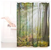 Zasłony prysznicowe - Relaxdays zasłona prysznicowa zasłona lasów krajobraz, naturalny Motyw, poliester, nadająca się do prania, Anti-pleśni, wanna 180 X 180, zielony 10022618 - miniaturka - grafika 1