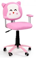 Krzesła obrotowe dla dzieci - Halmar Krzesło dziecięce obrotowe KITTY kotek, różowe eko skóra - miniaturka - grafika 1