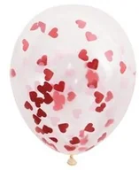 Balony i akcesoria - Unique Balony przezroczyste z konfetti serca w środku 40 cm 5 szt U57081 - miniaturka - grafika 1