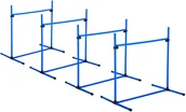 Artykuły szkoleniowe - PawHut AGILITY SŁUPKI DO SLALOMU STACJONATA 4 x PŁOTEK DO TRENINGU niebieski - miniaturka - grafika 1