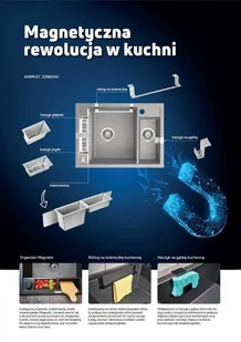 Deante Magnetic Zlewozmywak granitowy magnetyczny 1,5-komorowy bez ociekacza - antracyt ZRM T503 - Zlewozmywaki - miniaturka - grafika 4