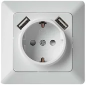 Gniazdka elektryczne - Emos Gniazdko domowe z USB SCHUKO 250V/16A - miniaturka - grafika 1