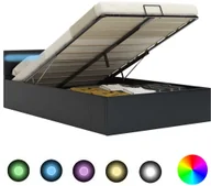 vidaXL Rama łóżka z podnośnikiem i LED, czarna, ekoskóra, 160 x 200 cm
