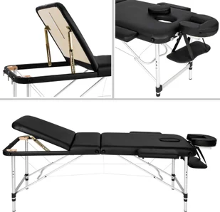 tectake 3-strefowy stół do masażu z 5 cm wyściółką i aluminiową ramą - czarny 401045 - Stoły i łóżka do masażu - miniaturka - grafika 3