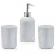 Mydelniczki i dozowniki mydła - Zeller GRAU 3-CZĘŚCIOWY ZESTAW AKCESORIÓW ŁAZIENKOWYCH 280 ML CERAMIKA 18766 - miniaturka - grafika 1