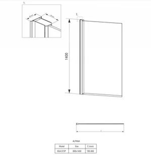 Deante DEANTE ALPINIA PARAWAN NAWANNOWY 80 CM KGA 072P - Parawany nawannowe - miniaturka - grafika 2