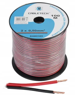 CABLETECH Kabel głośnikowy CCA 2x0,50 czarno-czerwony 100m - Kable - miniaturka - grafika 3