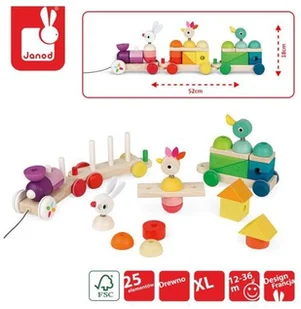 Janod Pociąg z klockami i zwierzątkami do ciągnięcia J08202 - Pociągi dla dzieci - miniaturka - grafika 27