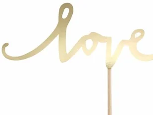 PartyDeco Szpilki drewniane "Love", złoty, 13 cm, 6 szt KPM17-019 - Gadżety dla niej i dla niego - miniaturka - grafika 2