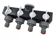 Inne akcesoria do nawadniania - Przyłącze z 4 zaworami rozdzielacz, na kran 1" lub 3/4" do węża z szybkozłączkami rozd/3033K/BR - miniaturka - grafika 1