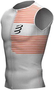 Compressport Triathlonowa koszulka kompresyjna TRI POSTURAL TANK TOP biało-pomarańczowa - Koszulki sportowe męskie - miniaturka - grafika 8