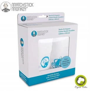 Matchstick Monkey Matchstick Monkey, Otulacz z gryzakiem, bawełniany, Niebieskie Małpki, 120x120 cm, 2 szt. - Otulacze - miniaturka - grafika 13