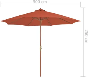 vidaXL Parasol ogrodowy na drewnianym słupku, 300 cm, terakota - Parasole ogrodowe - miniaturka - grafika 7