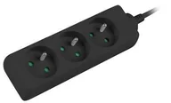 Listwy zasilające - LANBERG Listwa przedłużacz Lanberg 3m czarna 3x 230V PL kabel wykonany z pełnej miedzi PS0-03E-0300-BK - miniaturka - grafika 1