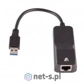 Adaptery i przejściówki - V7 Adapter CBLUSB3RJ-1E USB 2.0 M RJ45 F 0 25m kolor czarny - miniaturka - grafika 1