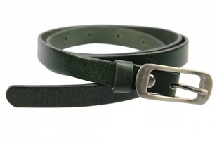 Pas-Max (PL) Pasek Damski Skórzany (PL) Skóra Licowa EXTRA Gładki 15 mm CIEMNY ZIELONY - Paski - miniaturka - grafika 2