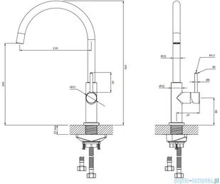 Omnires Y bateria zlewozmywakowa złoty Y1251GL | - Baterie umywalkowe - miniaturka - grafika 2