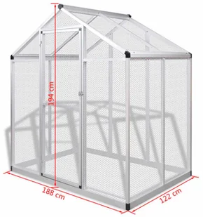 VidaXL Woliera do ogrodu, aluminium, 178 x 122 x 194 cm - Akcesoria do hodowli zwierząt - miniaturka - grafika 6