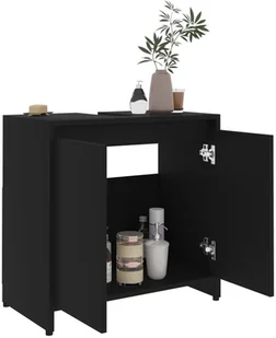 vidaXL Szafka łazienkowa, czarna, 60x33x58 cm, płyta wiórowa vidaXL - Szafki łazienkowe - miniaturka - grafika 4