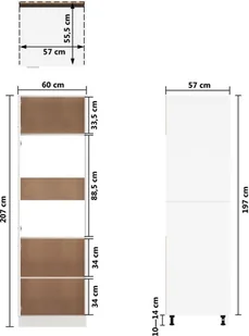 vidaXL Szafka kuchenna, biała, wysoki połysk, 60x57x207 cm, płyta 802543 - Szafki kuchenne - miniaturka - grafika 24