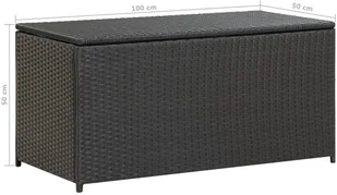 vidaXL Skrzynia ogrodowa z polirattanu, 150 x 50 x 50 cm, czarna vidaXL - Pozostałe meble ogrodowe - miniaturka - grafika 9
