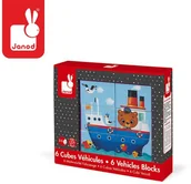 Klocki - Janod Duże klocki Pojazdy 6 elementów Kubkid, - miniaturka - grafika 1