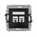 Gniazdka elektryczne - Karlik Mechanizm gniazda komputerowego podwójnego 2xRJ45 kat 6 czarny mat MINI 12MGK-4 - miniaturka - grafika 1