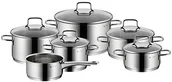 Zestawy garnków i patelni - WMF zestaw garnków 6-częściowy Astoria krawędź do wylewania szklana pokrywa ze stali szlachetnej Cromargan polerowana do kuchenek indukcyjnych można myć w zmywarce nr 780166040 780166040 - miniaturka - grafika 1