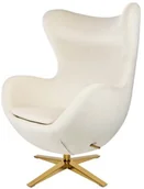 Fotele - King Home Fotel EGG SZEROKI VELVET GOLD beżowy.56 - welur, podstawa złota KH.36697 - miniaturka - grafika 1
