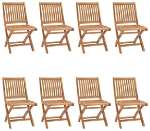 vidaXL Składane krzesła ogrodowe z poduszkami, 8 szt., drewno tekowe! 3072871 - Fotele i krzesła ogrodowe - miniaturka - grafika 2