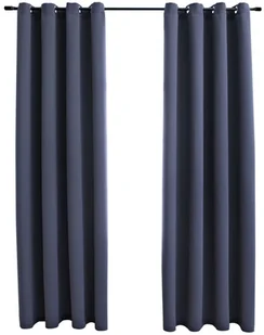 vidaXL Zasłony zaciemniające z metalowymi kółkami, 2 szt., antracytowe - Zasłony - miniaturka - grafika 2