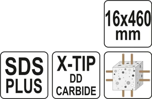 Yato WIERTŁO SDS PLUS PREMIUM 16MM/460MM Z GŁOWICĄ X-TIP DO ŻELBETU YT-41956 ZYSKAJ RABAT 30 ZŁ YT-41956 - Wiertła - miniaturka - grafika 5