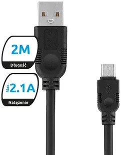 eXc mobile Pozostali Kabel USB-mUSB WHIPPY,2m,czarny ODBIERZ OSOBIŚCIE W WARSZAWIE FAKTURA VAT 23% MO-EC-F115 - Kable USB - miniaturka - grafika 3