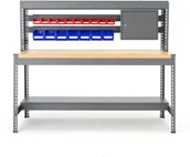 Akcesoria do pakowania - AJ Stół warsztatowy z szyną do zawieszania pojemników i oświetleniem blat z d 281542 - miniaturka - grafika 1