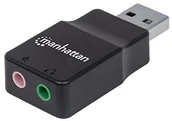 Adaptery i przejściówki - Manhattan 152754 Hi-Speed USB 2.0 Stereo Sound-adapter, USB typu A wtyczka na gniazdo audio oraz gniazdo mikrofonu 3,5 MM Czarny 152754 - miniaturka - grafika 1