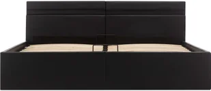 vidaXL Rama łóżka z podnośnikiem i LED, czarna, ekoskóra, 160 x 200 cm - Łóżka - miniaturka - grafika 5