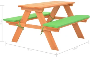 vidaXL Dziecięcy stolik piknikowy z ławkami, 89x79x50 cm, lita jodła - Meble ogrodowe - miniaturka - grafika 6