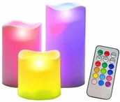 Lampy stojące - ŚWIECE LED NA PILOTA RGB ŚWIECZKI ZESTAW 3 SZT - miniaturka - grafika 1