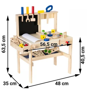 Mamabrum Drewniany zestaw majsterkowicza XXL - 75 elementów + pas narzędziowy WORKBENCH GYT1863 - Mały majsterkowicz - miniaturka - grafika 19
