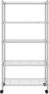 vidaXL 5-poziomowy regał na kółkach, 75x35x155 cm, chrom, 250 kg 324629 - Szafy i regały magazynowe - miniaturka - grafika 3