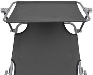 vidaXL Składany leżak z zadaszeniem, szary, aluminium - Leżaki ogrodowe - miniaturka - grafika 13