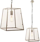 Lampy sufitowe - Endon Szklana LAMPA wisząca HURST 76225 Endon loftowa OPRAWA zwis na łańcuchu klatka nikiel przezroczysta 76225 - miniaturka - grafika 1